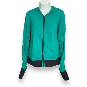 Lucy Jacket Zip-Up Green Flawed Athletic Medium Hood Stretch‎ Running Workout